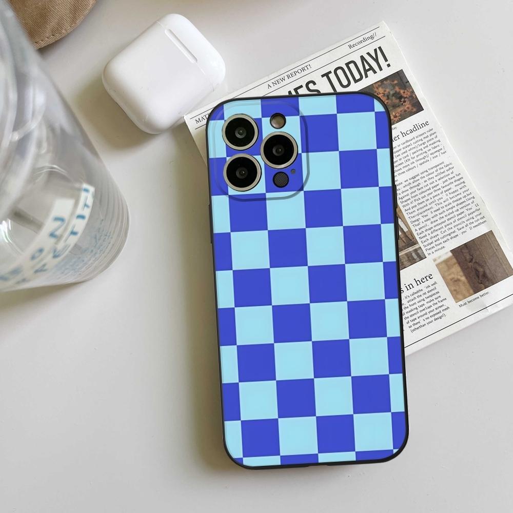 Клетчатая шахматная доска Чехол для телефона ДЛЯ iPhone 15 14 11 12 Pro 15 16 Plus 13 Pro MAX XR XS Черные Мягкие Чехлы