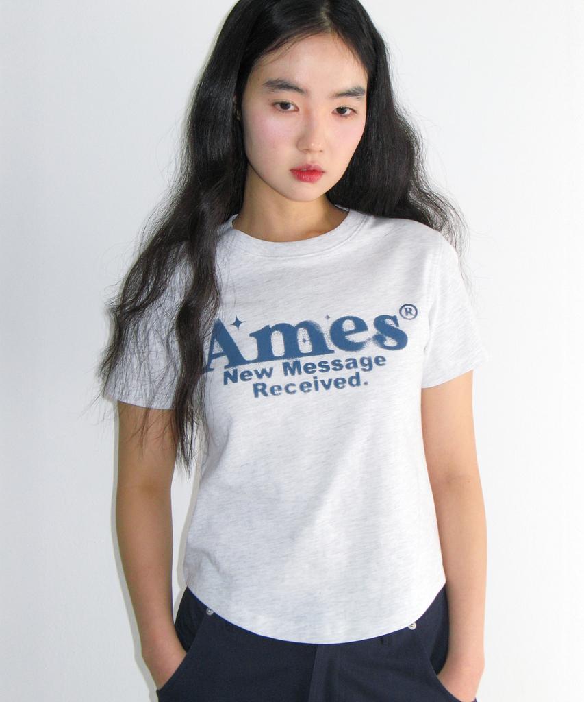 AMES-WORLDWIDE Укороченная футболка с округлым низом Светло-серая