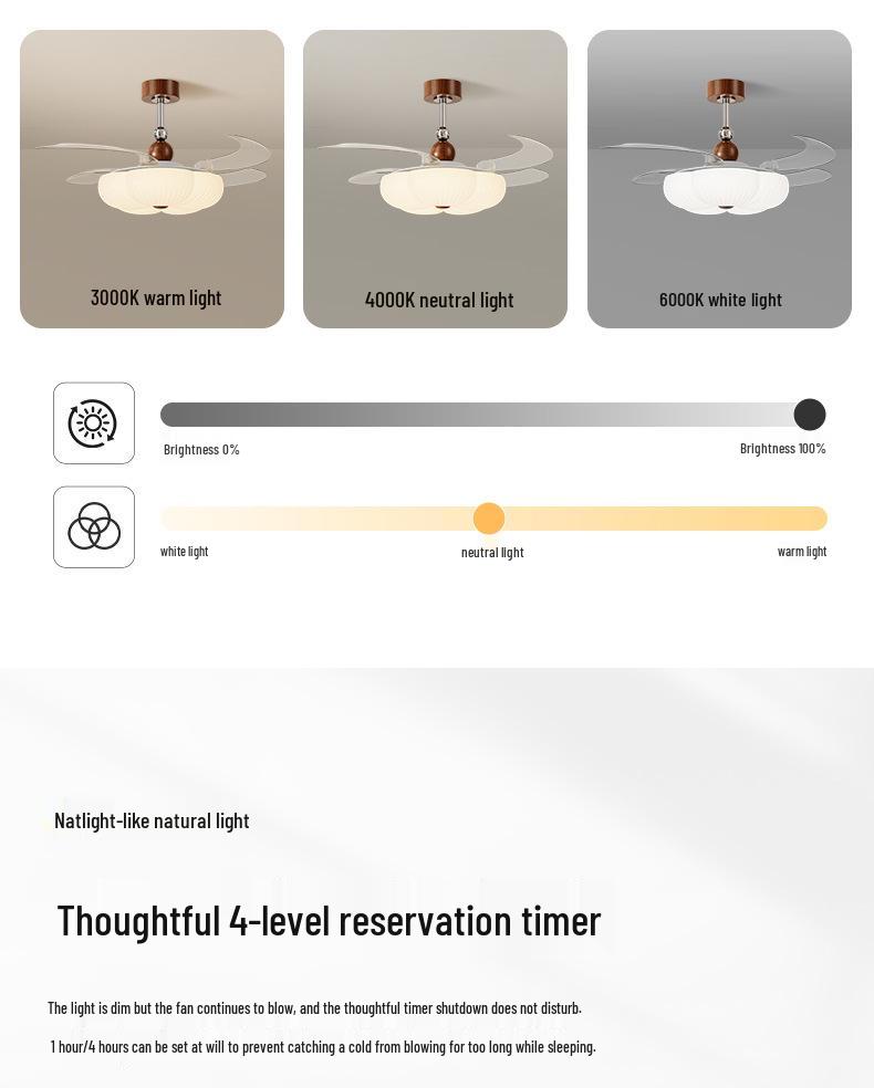 Невидимый потолочный вентилятор с подсветкой: Современный Минимализм 2025 Середина Века Кремовый для Гостиной, Спальни, Столовой