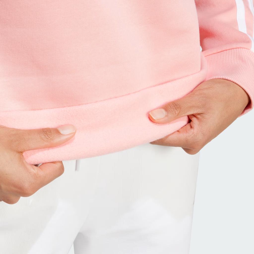 Adidas FW24 Повседневная серия Цветные блоки Полосатый флис утолщенный Повседневный круглый вырез длинный рукав Толстовка женская толстовка розовый IY1703