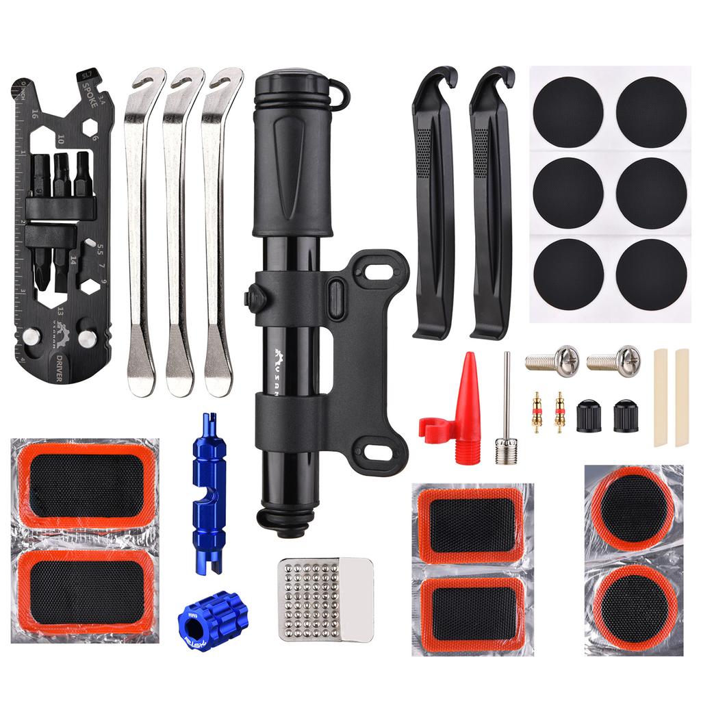 Комплект для ремонта велосипеда Портативный набор инструментов для ремонта велосипеда Набор для ремонта шин Сумка с шинным насосом