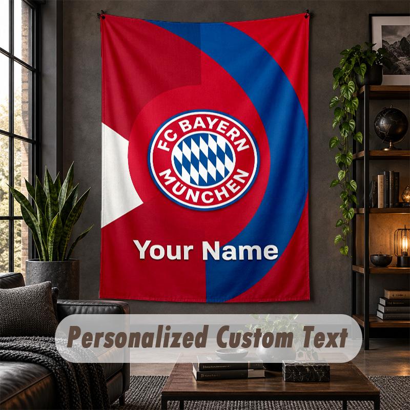Personalized Wall Tapestry,Bayern Munich Custom Text, Soft Fabric Wall Art For Indoor Decoration