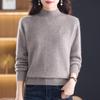 Women's Warm Cashmere Sweater with Embroidered Half-High Collar - Autumn/Winter Fashion Base Layer