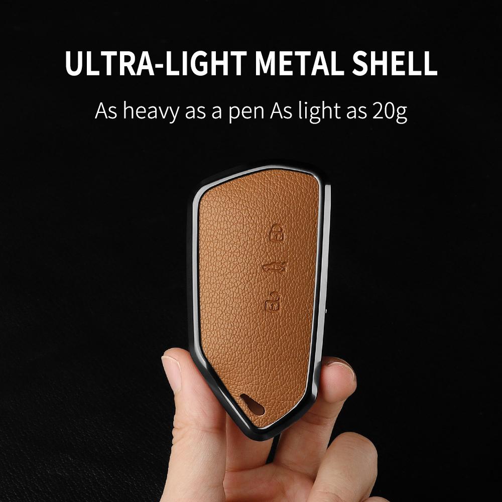 AAABP1 Goatskin Car Key Case Cover For Volkswagen Golf 8 MK8 ID.3 ID.4 Cupra Skoda Octavia A8 SEAT Leon MK4 2020 2021 Formentor Tarraco