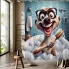 180x180cm Cute Cartoon Ferret Bath Curtain – Multi-Size Available, Waterproof Polyester & Machine Washable, Includes Hooks