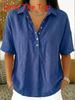Casual Linen Shirt For Women With Turndown Collar And Short Sleeves For Summer Comfort