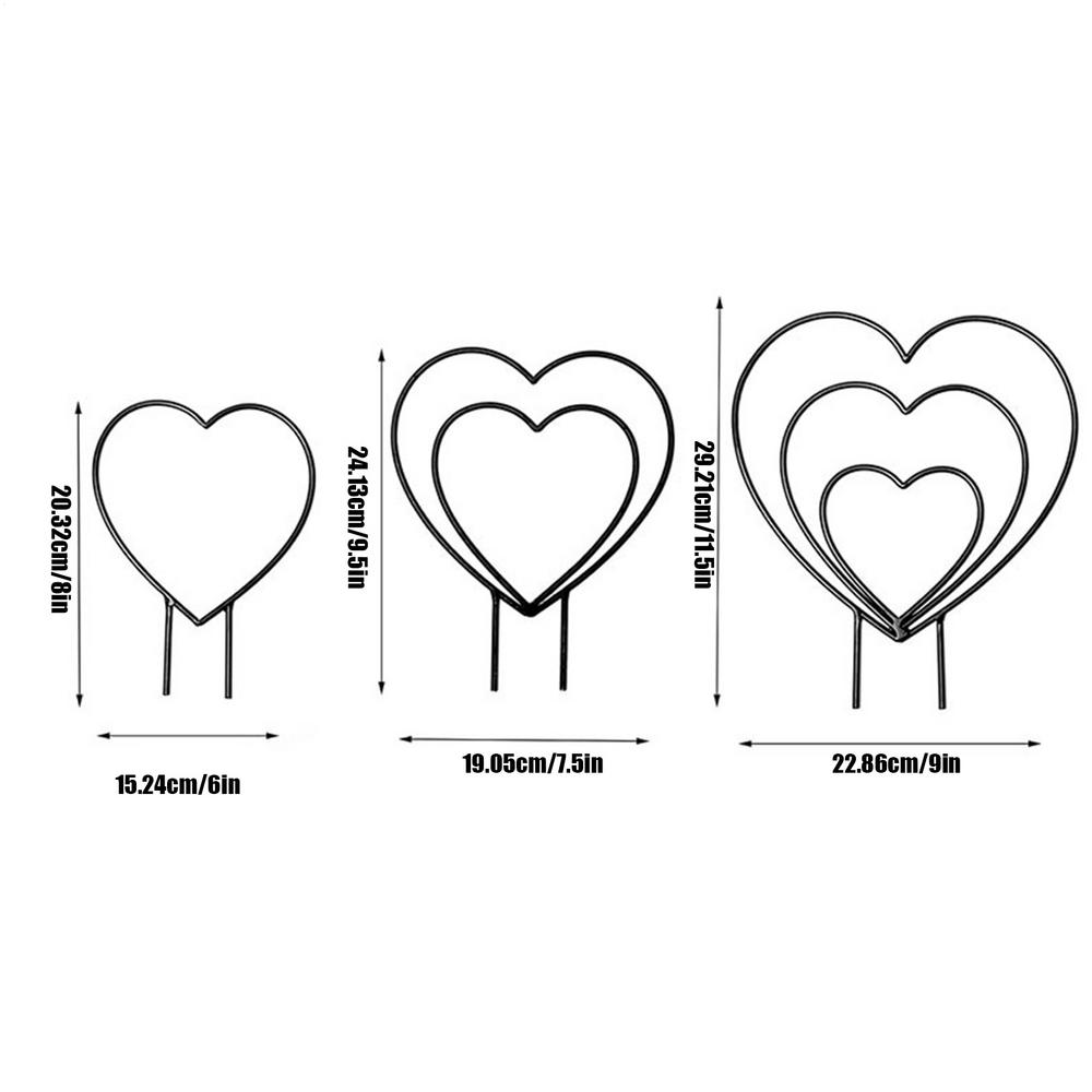 Garden Plant Support Stake Stand Round Vine Climbing Rack Iron heart-Shaped Flower Plant Trellis Support Frame Garden Decor