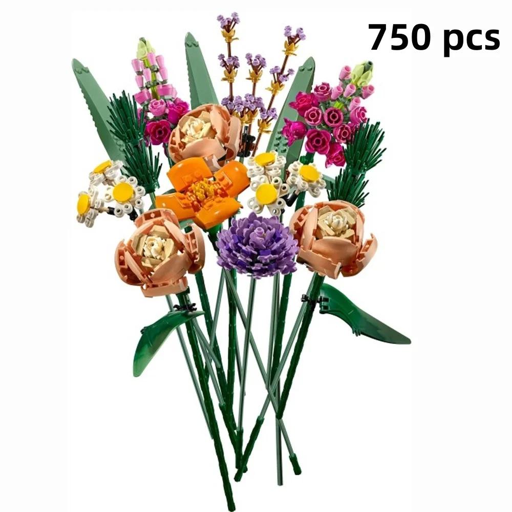 Стиль Роза Цветок Строительные блоки - Улучшающий настроение опыт сборки, Украшение для дома и стола, Идеальный подарок на День святого Валентина