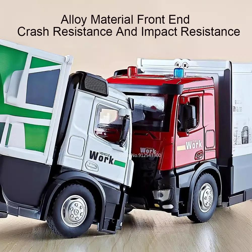 1:18 Large Scale Container Truck Sanitation Garbage Truck Model Toy Car Light Music Engineering Vehicle Boys Birthday Presents