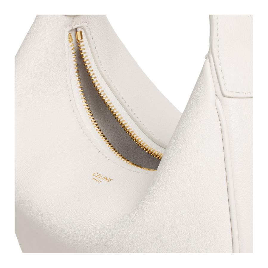 Celine Lulu Gold-Finished Leather Shoulder Tote Bag Women handbags White 120723DPJ.01RC