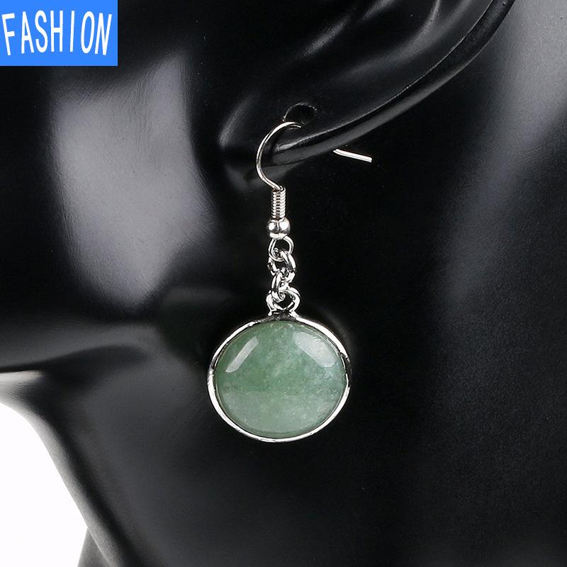 Простые стильные круглые серьги, модные серьги с натуральными кристаллами, женские серьги с рыболовным крючком