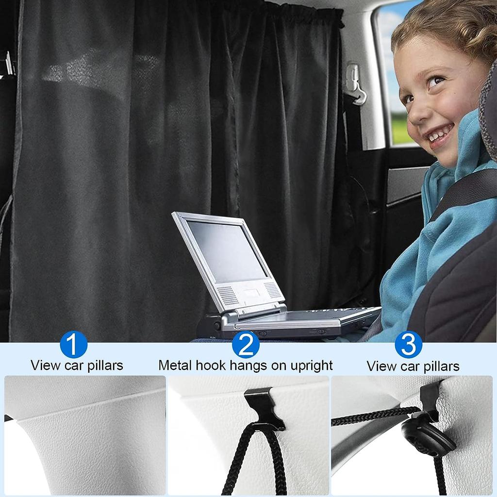 Car Divider Curtain Sun Protection Car Curtain Travel Privacy Removable Front and Rear Car Interior Divider Curtain Sun Visor Heat Protection