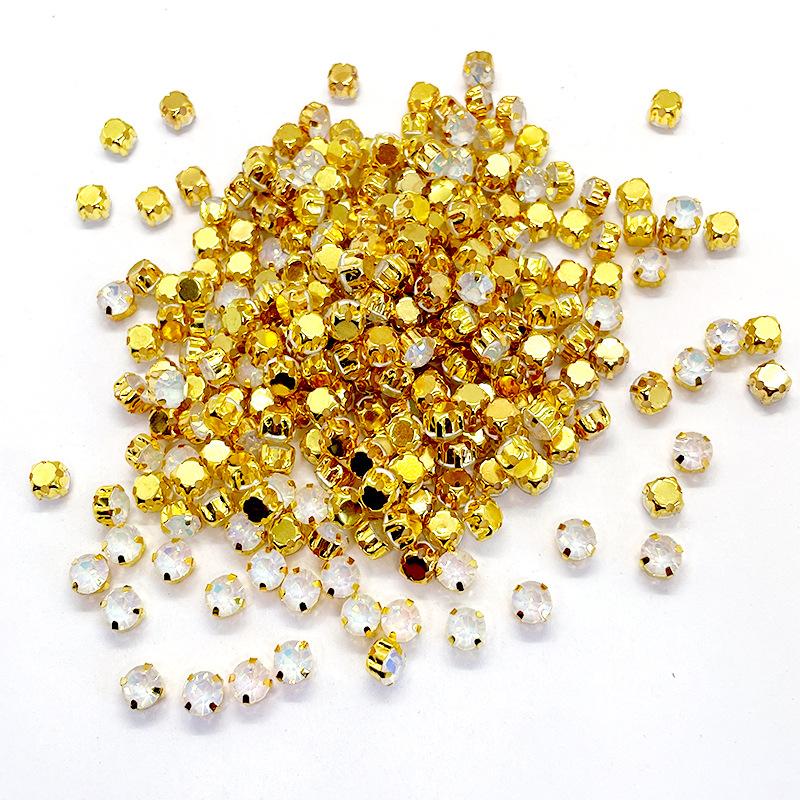 Glass Four Claw Single Claw Drill Mocha Protein Hand-sewn Rhinestone Handmade DIY Wedding Shoes Bags Apparel Accessories Rhinestone Sew On Beads