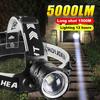 Super 5000LM Most Powerful Headlamp Rechargeable Head Flashlight Zoom Head Lantern for Fishing