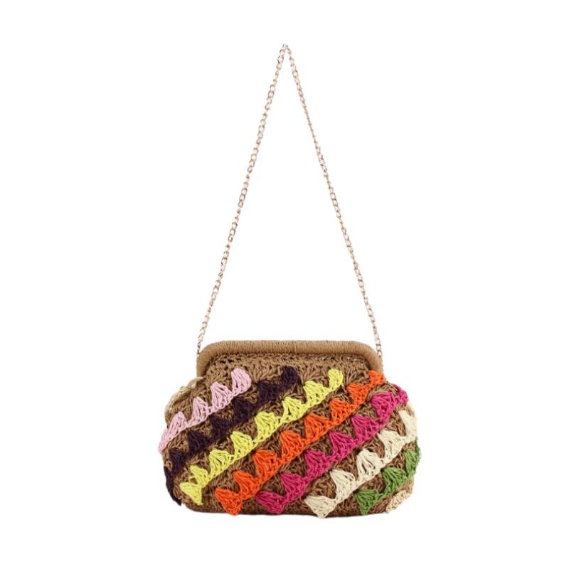 New Colorful Lace Handmade Woven Bag Versatile Handbag Daily Leisure Seaside Vacation Women's Beach Bag Casual Shoulder Bag