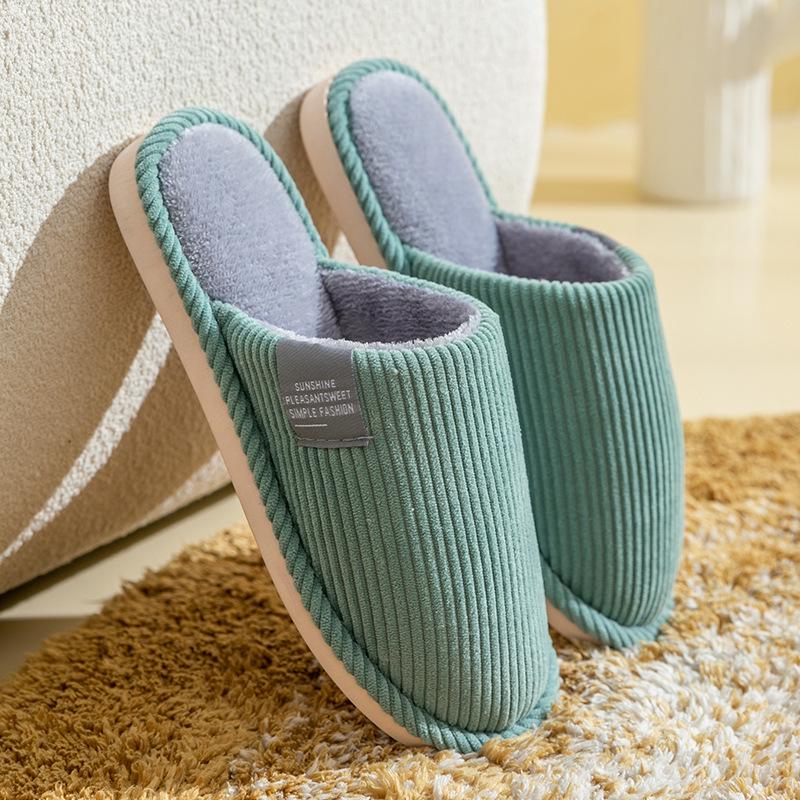 Теплые нескользящие плюшевые тапочки для женщин и мужчин - толстая подошва для использования в помещении осенью и зимой