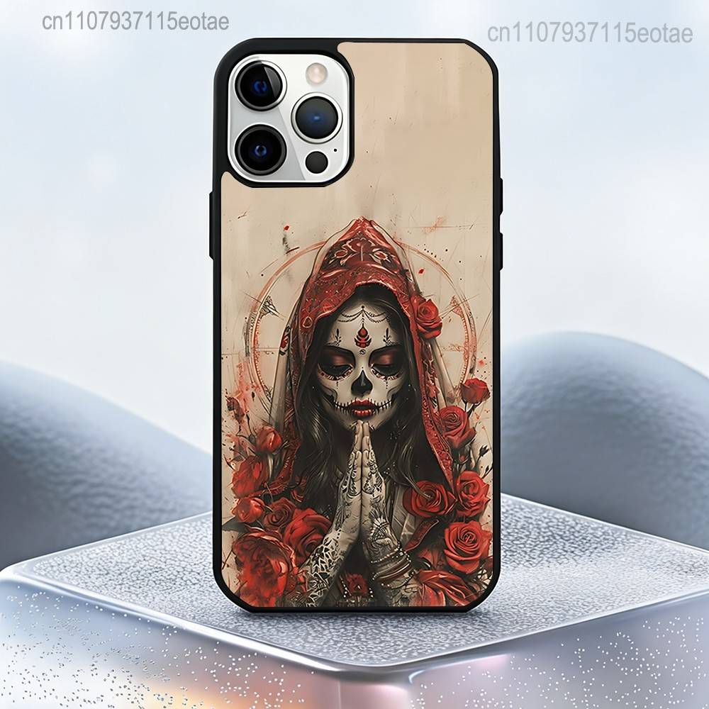 День мертвых Мексиканский Череп ДЕВОЧКА Магнитный Чехол Для IPhone 14 16 17 13 12 11 15 Pro Max Plus Для Magsafe Беспроводная Зарядка Чехол