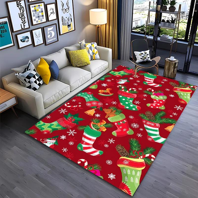 Christmas Theme Soft Carpet, Living Room Bedroom Home Decor Carpet Garden Lawn Carpet Kitchen Kids Bedroom Mat New Year Present