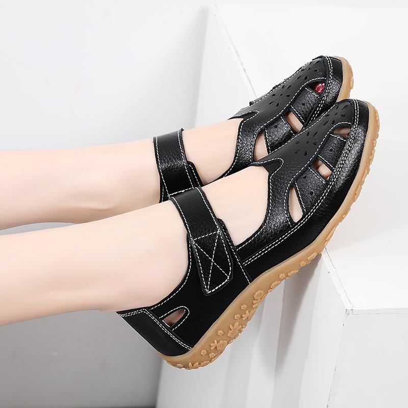 Женские сандалии, летние базовые пляжные дышащие туфли Мэри Джейн на плоской подошве, повседневные мягкие прогулочные сандалии с закрытым носком