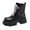 Retro Black Premium British Style Platform Martin Boots Women's 2025 New Summer with Skirt Casual Short Boots