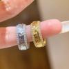 Vintage Diamond Studded Sequin Crushed Ice Ring   Diamond Two-Color Simple And High-End Couple'S Rings Jewelry Gift