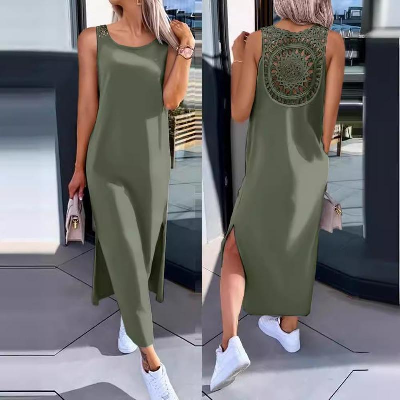 Женское летнее платье-футляр средней длины с однотонным принтом