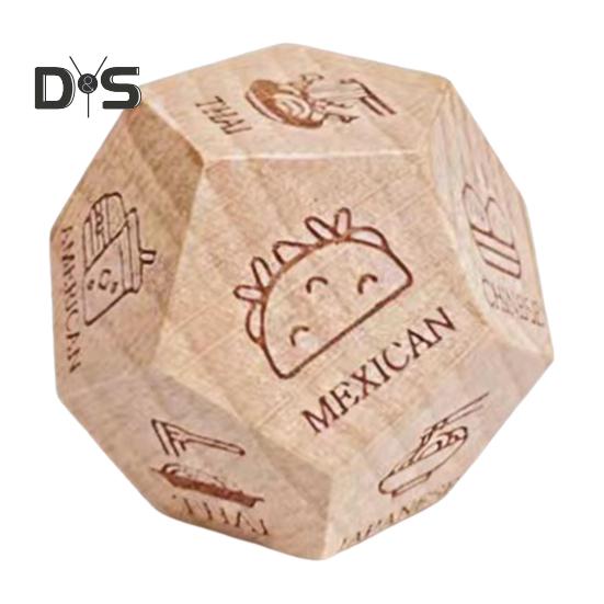 12 Sides Food Decision Dice Wooden Couple Date Night Ideas Dice Portable Dinner Takeaway Decider Dice Adults Girlfriend Boyfriend Date Night Props