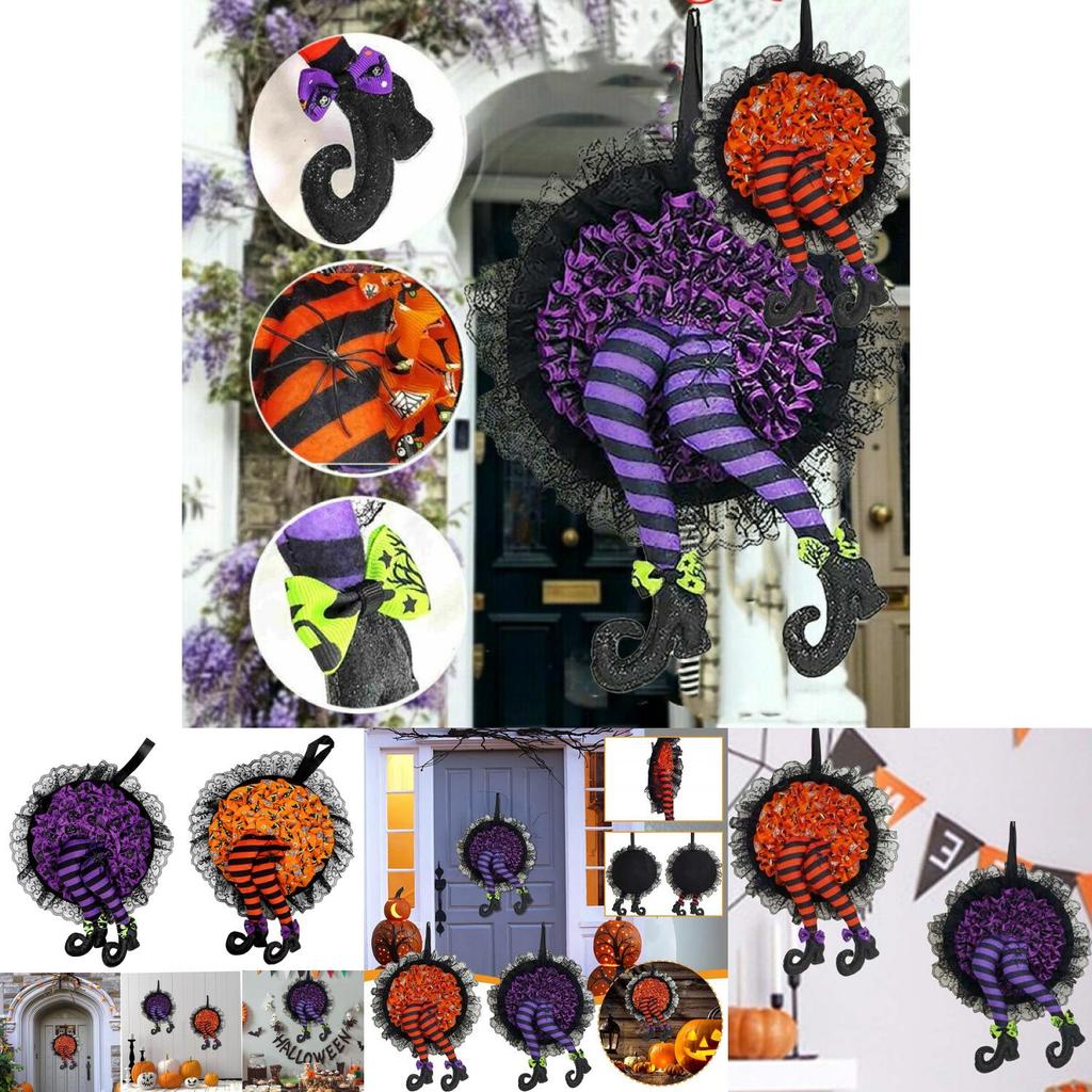 Halloween Pumpkin Witch Wreath Unique Design For Front Door Decor