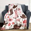 Western Cowboy Hats Boots Floral Home Customize Your Name Blankets Soft Comfortable Lightweight Quilted Blanket For Picnics Sofa Office Bed Living