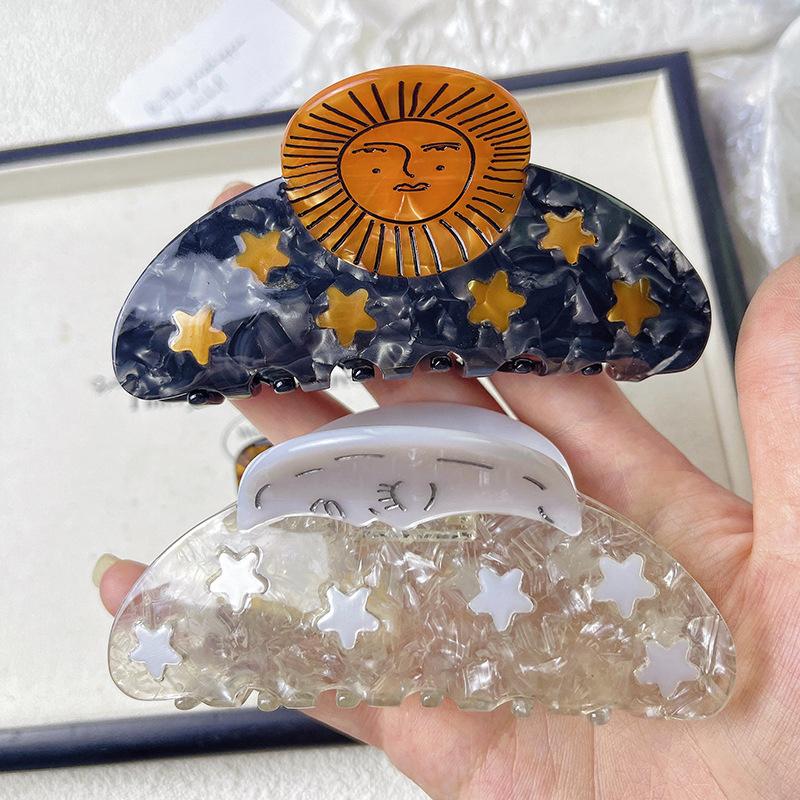 Креативная Забавная заколка для волос из ацетата подсолнуха, звезды, улитки, коготь для женщин, средневековая Солнцезащитная женская шпилька с акулой, аксессуары для волос, инструмент