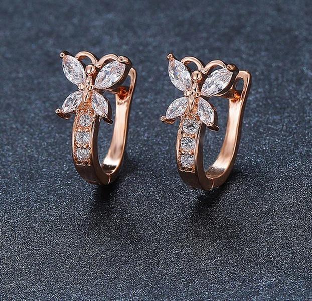 1 пара женских модных серег-кольцев с цирконием, маленькие серьги с пряжкой-бабочкой, подарки на свадьбу, помолвку и вечеринку