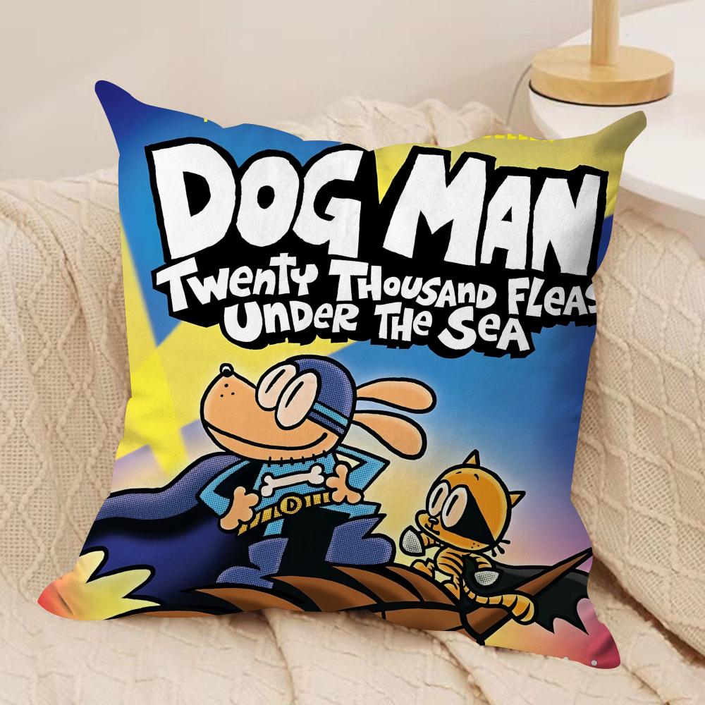 Comic Cartoon DDogmans Cushion Cover Silky Short Plush Invisible Zipper Dustproof Sofa Pillow Case for Home Decor