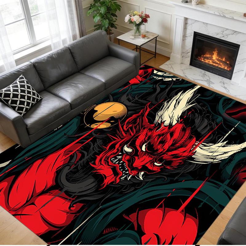 Anti‑Slip Crystal Velvet Floor Rug, Krampus Design Carpet for Indoor Living Bedroom Home Decoration