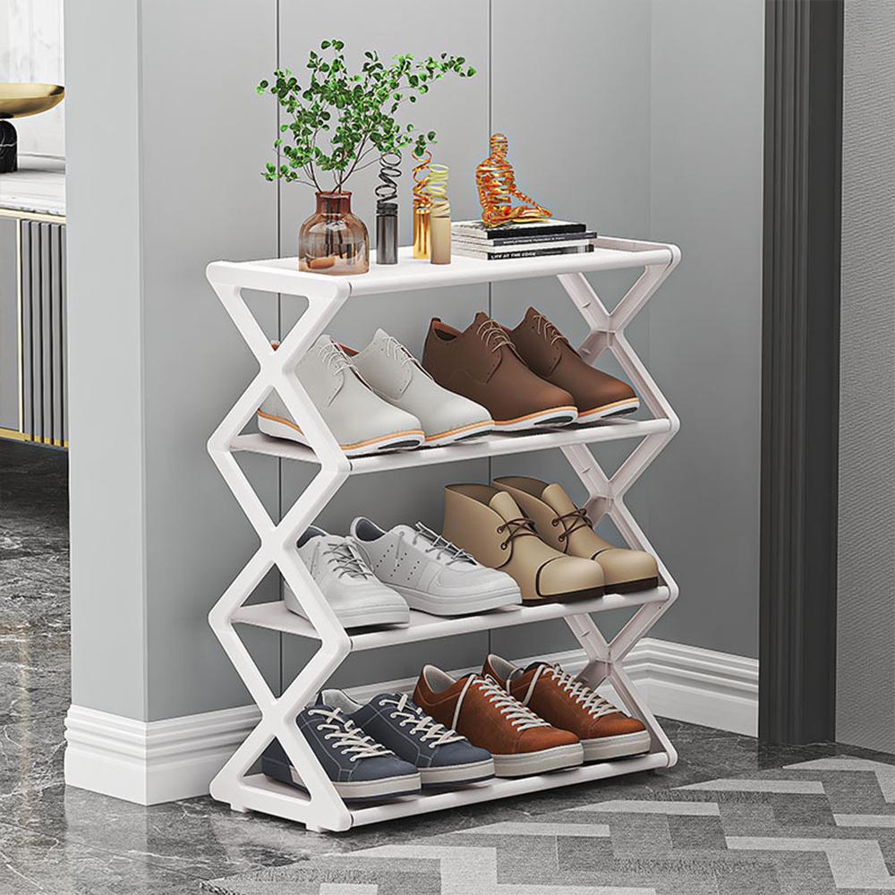 Shoemaker Organizer x-Shaped Combination Storage Rack, Dormitory Home Shoe Rack, Metal 4-Layer Storage, Door Shoe Cabinet