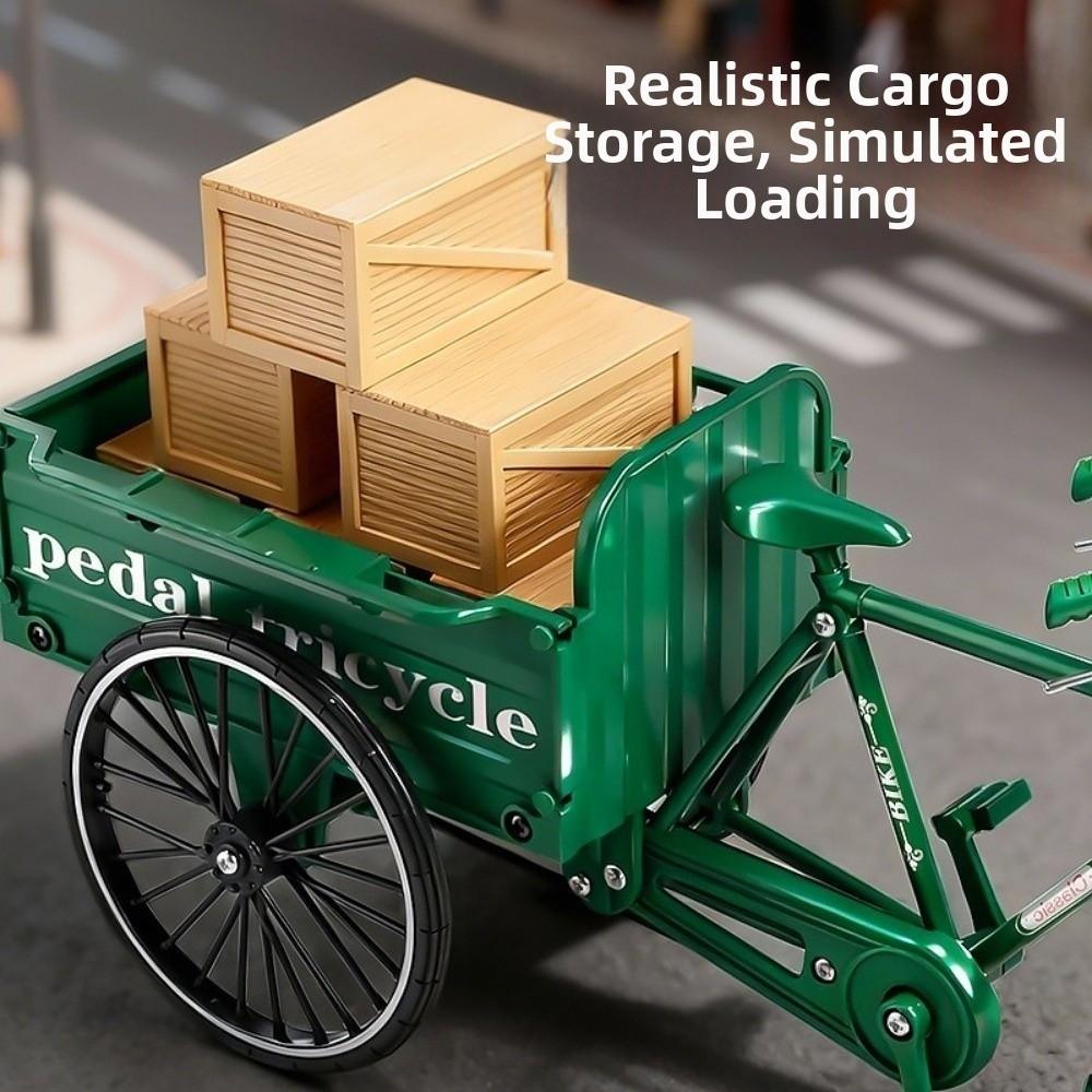 Three-Wheeled Design Flatbed Vehicle Model Simulation Pedal Tricycle Ornament Display