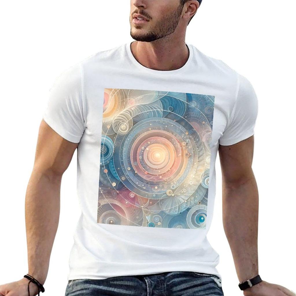 Serene Pastel Circles Art Calming Geometric Wall Decor Tshirt Industrial Work Tee Shirt