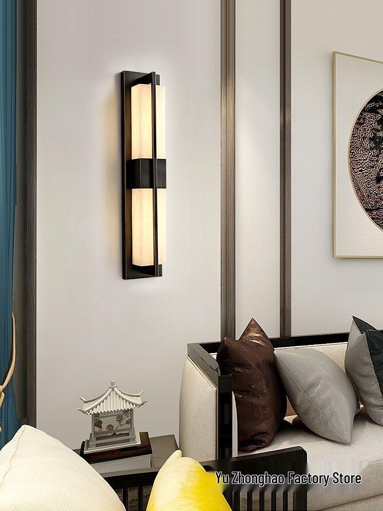 Contemporary Chinese Wall Lamp: Faux Marble Bedside & Staircase Light