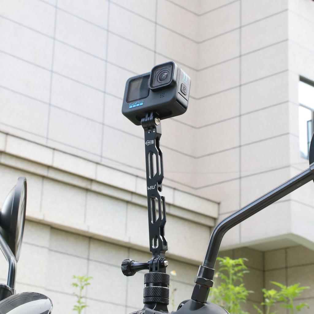 HSU GoPro Aluminum Extension Arm Pole Mount Helmet Mount Metal Pole Mount Helmet Stick Mount Compatible with GoPro and Other Action Cameras