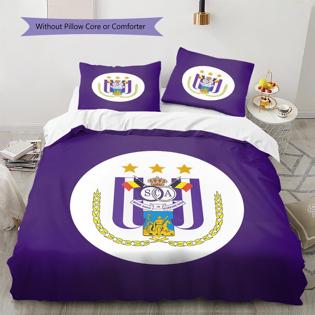 RSC Anderlecht  Узорный Комплект Постельного Белья Одеяло  Домашний Декор  Подарок (1 пододеяльник + 2 наволочки без наполнителя)
