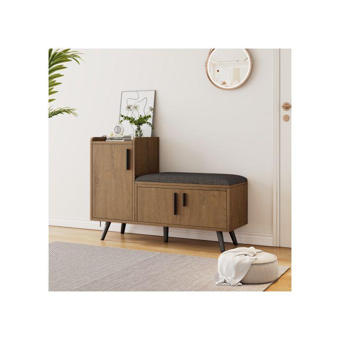 Meuble à chaussures - Moderne - 3 portes - Bois massif - Marron - 100 cm - Design contemporain