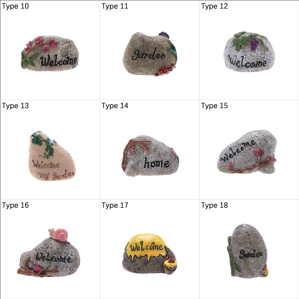 Succulents Bonsai Simulation Stone Signpost Welcome Stake Figurine Fairy Garden Mini Road Sign