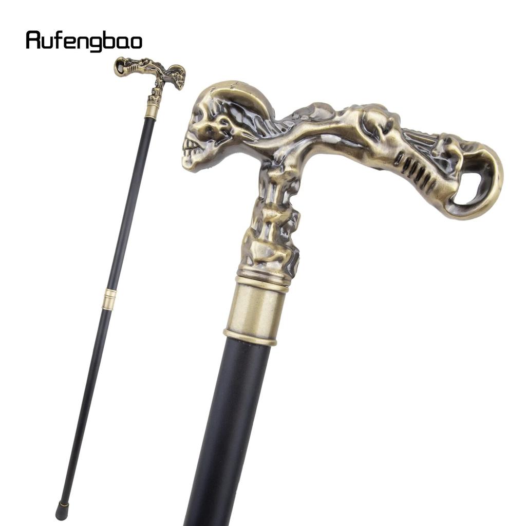 Golden Skull Walking Stick Decorative Vampire Cospaly Vintage Party Fashionable Walking Cane Halloween Crosier 93cm