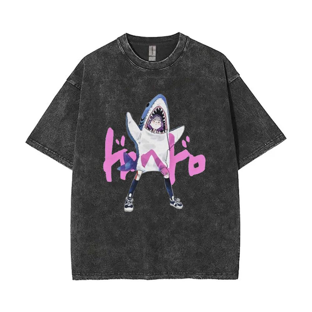 Anime Dorohedoro Kaiman Washed Vintage T Shirt Men Gothic Manga Rock Tshirt Mens Hip Hop Oversized Short Sleeve Tee Streetwear