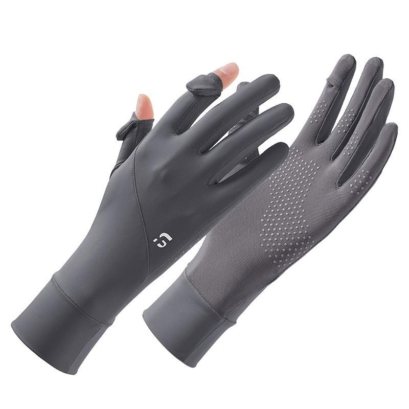 Womens UV Protection Driving Gloves With Flip Cover Breathable Nylon Mesh Anti-Slip Touchscreen Compatible
