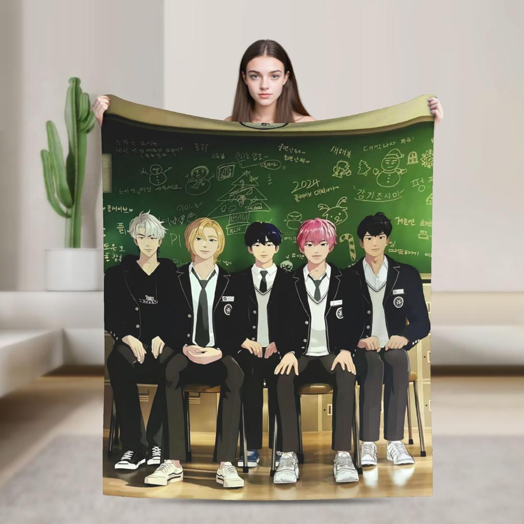 Blankets Travel Kpop PLAVE Caligo pt Throw Blanket Flannel Bedspread For Couch Chair Sofa Bed Graphic Sofa Bed Cover