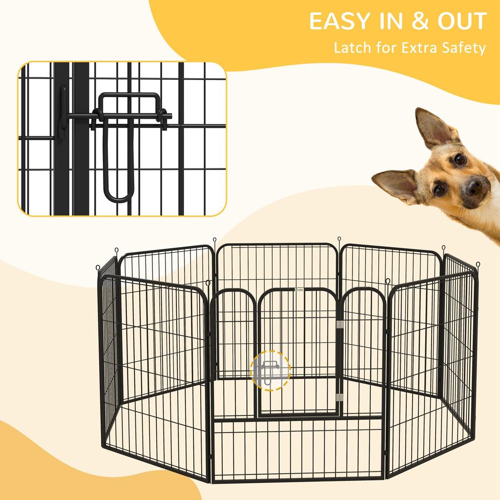 8 Panels Heavy Duty Puppy Playpen For Small And Medium Dogs Indoor And Outdoor Use Black