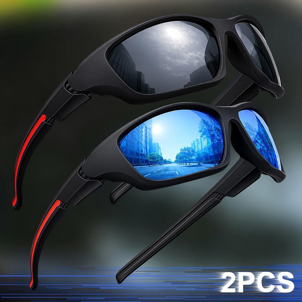 2pcs Polarized Surround Fashion Sunglasses Men Women Outdoor Sports Cycling Fishing Hiking Golf Advanced Cool Fantasy