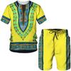 Одежда для пар с африканским принтом Dashiki, футболка/комплект, традиционная одежда, уличная одежда, винтажная мужская и женская футболка и шорты, костюм
