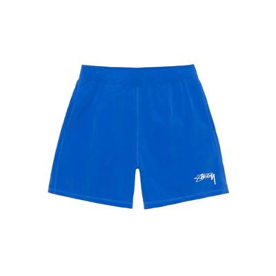 X Stussy Co-Branded Logo Print Эластичный пояс средней посадки Повседневные шорты унисекс Плавки синего цвета FZ5761-405