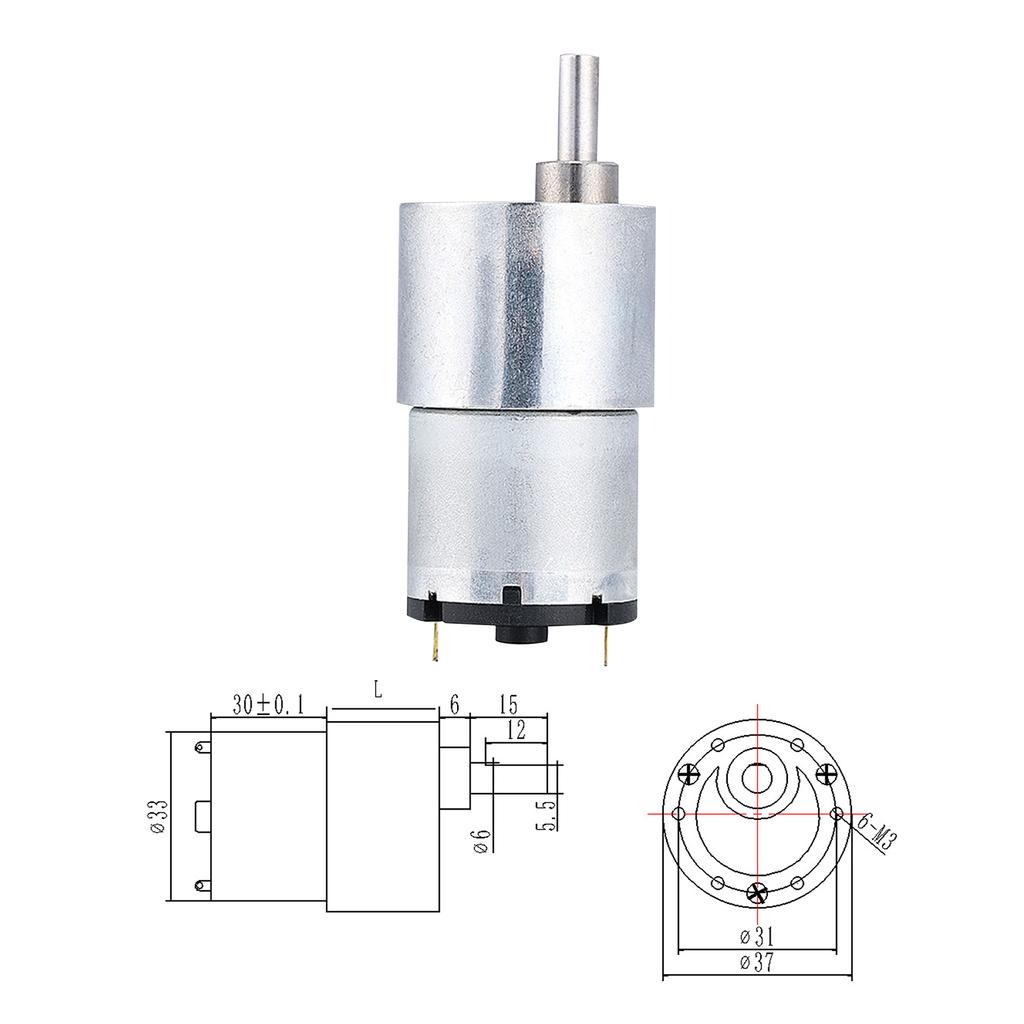 37-528 for DC 12V High Torque Gear Motor All Metal Gear Box Electric Motor 7/12/22/35/45/66/107/200/320/600/960RPM